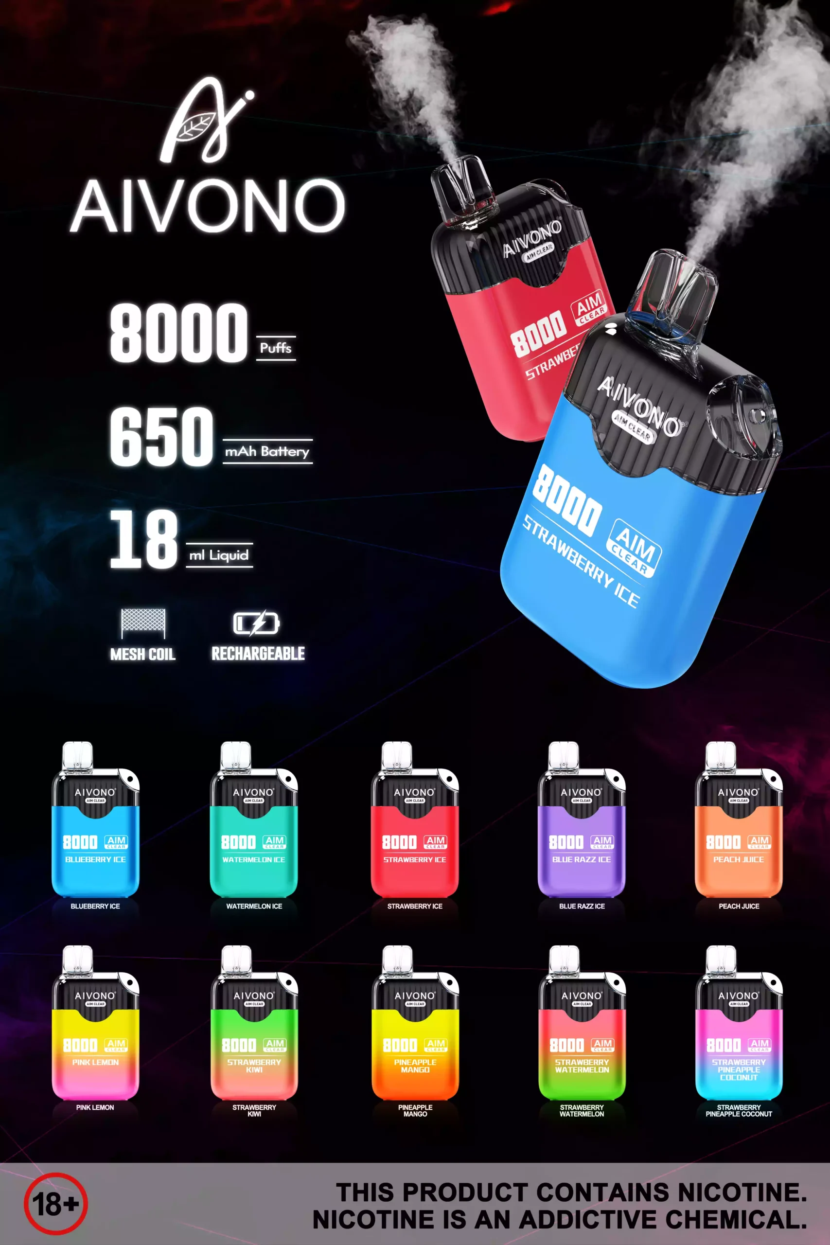 Aivono Aim Clear 8000 Puffs Top Selling Disposable Vape with 18ml E Liquid (3) Aivono Aim Clear 8000 Puffs Top Selling Disposable Vape with 18ml E Liquid (3)