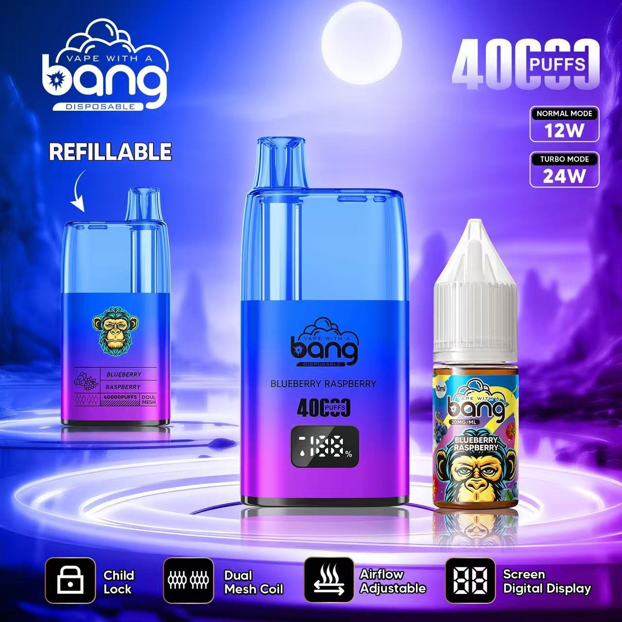 BANG 40000 Puffs B40S Rechargeable Disposable Vape with Adjustable Airflow and Childproof Lock (2) BANG 40000 Puffs B40S Rechargeable Disposable Vape with Adjustable Airflow and Childproof Lock (2)