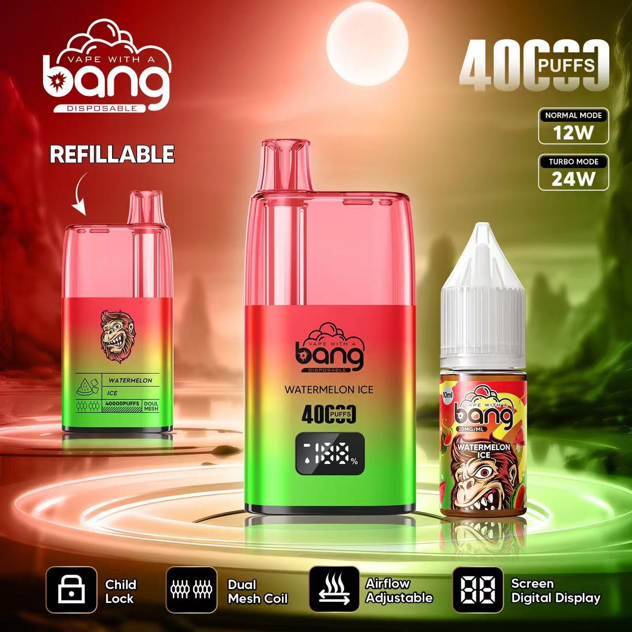 BANG 40000 Puffs B40S Rechargeable Disposable Vape with Adjustable Airflow and Childproof Lock (3) BANG 40000 Puffs B40S Rechargeable Disposable Vape with Adjustable Airflow and Childproof Lock (3)