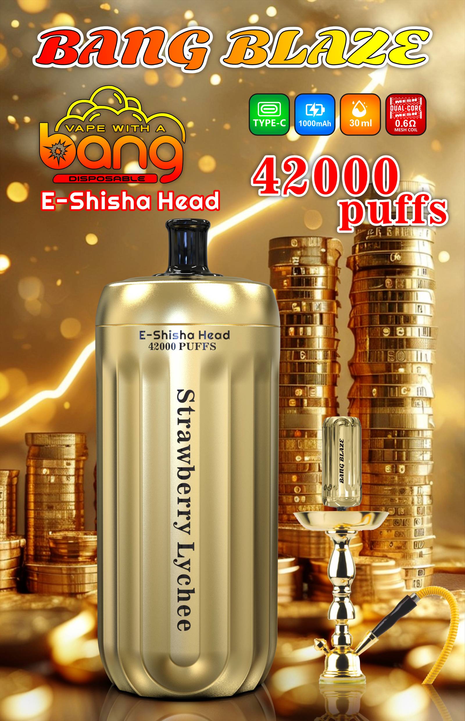 BANG 42000 Puffs BLAZE The Ultimate Disposable Vape with 30ml E-liquid Capacity (10) BANG 42000 Puffs BLAZE The Ultimate Disposable Vape with 30ml E-liquid Capacity (10)