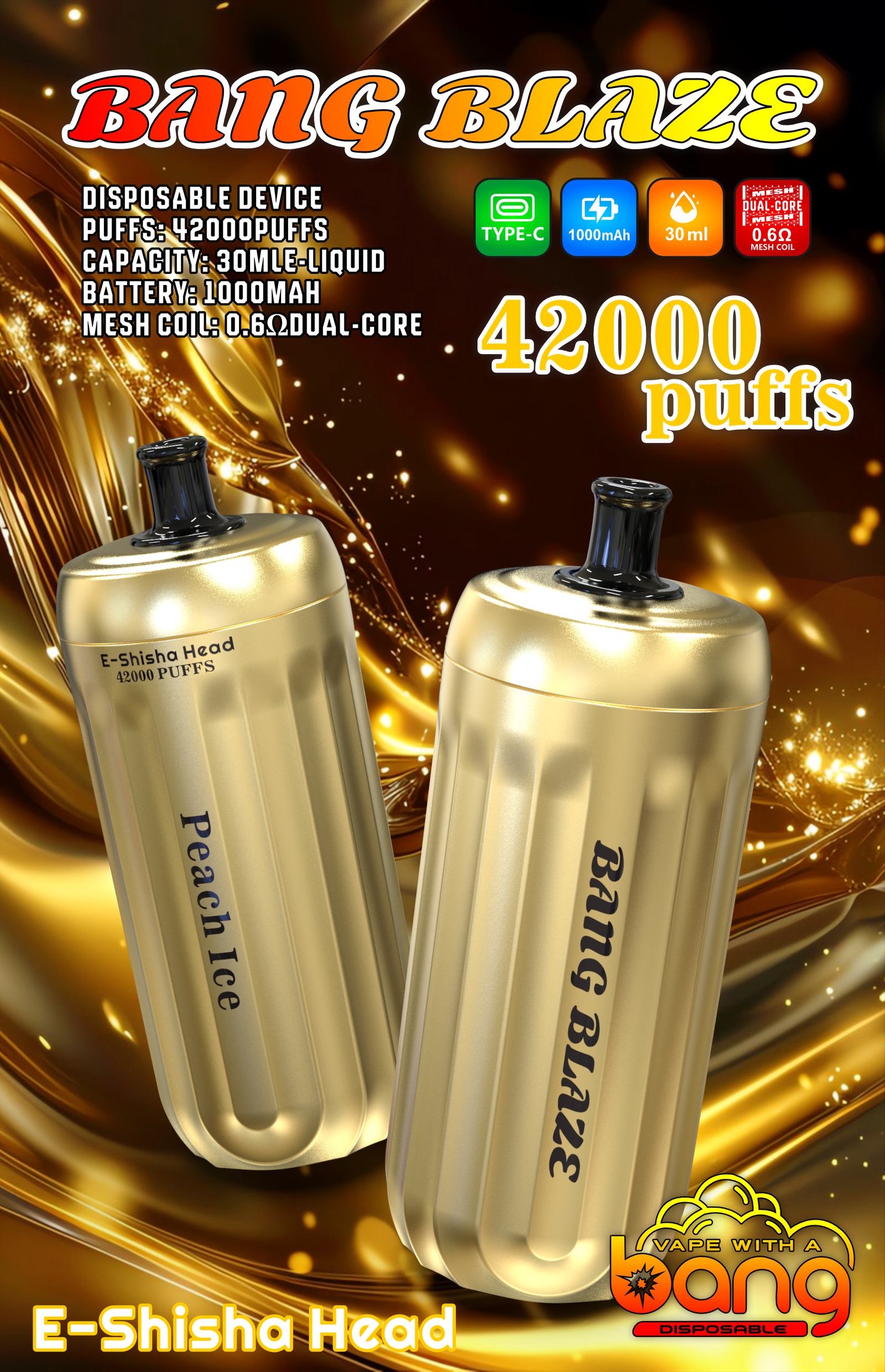 BANG 42000 Puffs BLAZE The Ultimate Disposable Vape with 30ml E-liquid Capacity (4) BANG 42000 Puffs BLAZE The Ultimate Disposable Vape with 30ml E-liquid Capacity (4)