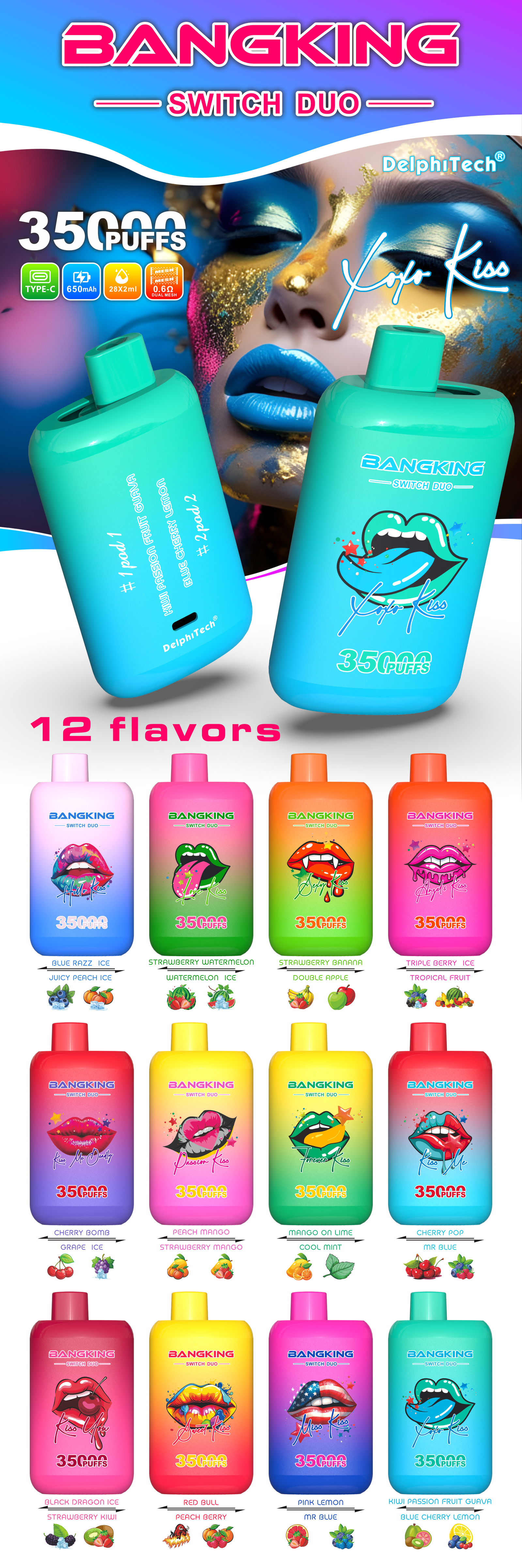 BANG KING 35000 PUFFS B35K DUO The Perfect Disposable Vape for Flavor Lovers with Dual Mesh Coils & 28ml Capacity