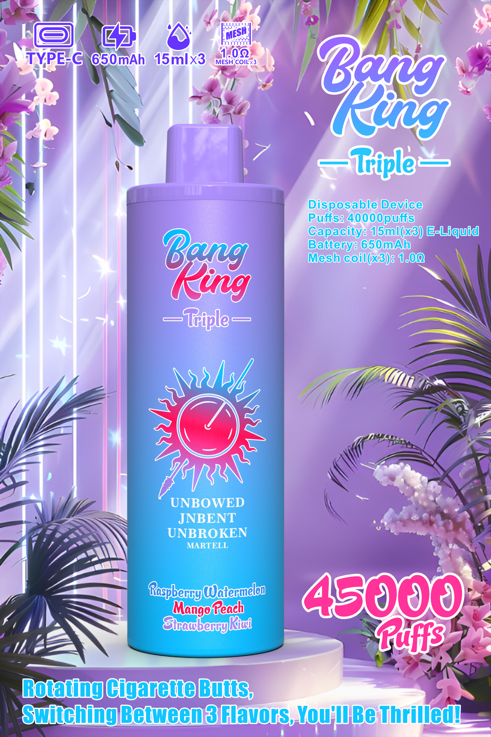 BANG KING 45000 PUFFS BK45 Top Disposable Vape Pen with 0-5% Nicotine Options and 10+ Best Flavors (8) BANG KING 45000 PUFFS BK45 Top Disposable Vape Pen with 0-5% Nicotine Options and 10+ Best Flavors (8)