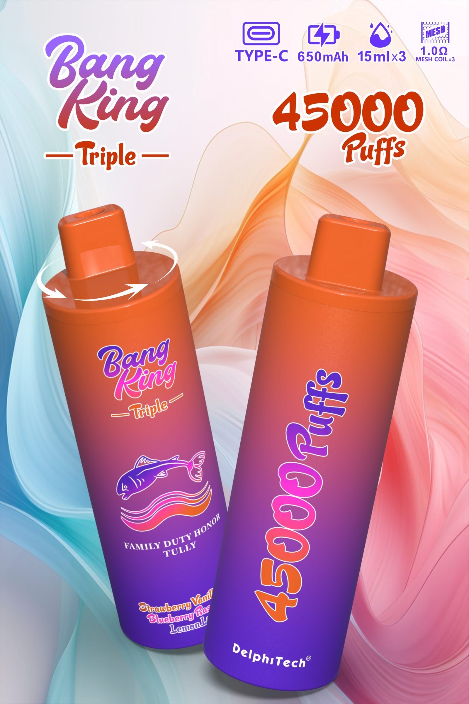 BANG KING 45000 PUFFS BK45 Top Disposable Vape Pen with 0-5% Nicotine Options and 10+ Best Flavors (9) BANG KING 45000 PUFFS BK45 Top Disposable Vape Pen with 0-5% Nicotine Options and 10+ Best Flavors (9)