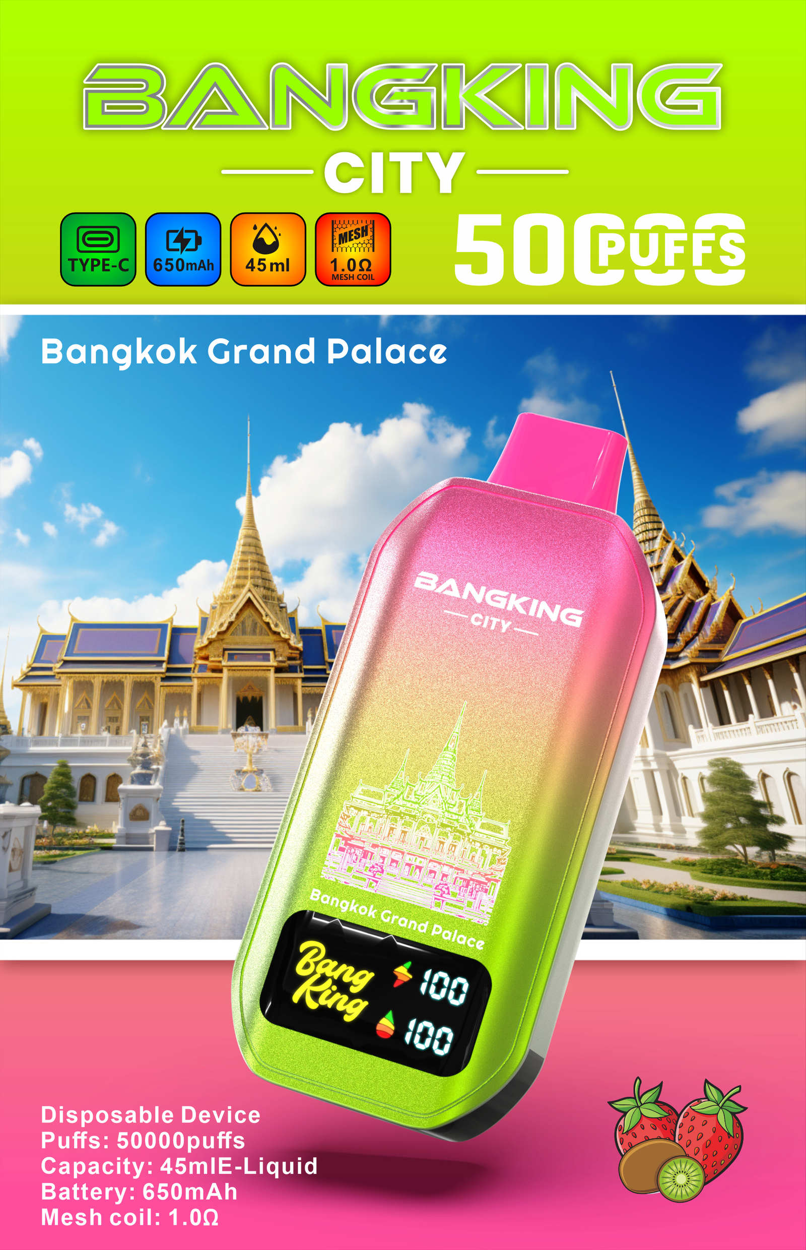 BANG KING 50000 Puffs CITY BK5 CT Rechargeable Disposable Vape with 45ml E-Liquid Capacity (8) BANG KING 50000 Puffs CITY BK5 CT Rechargeable Disposable Vape with 45ml E-Liquid Capacity (8)
