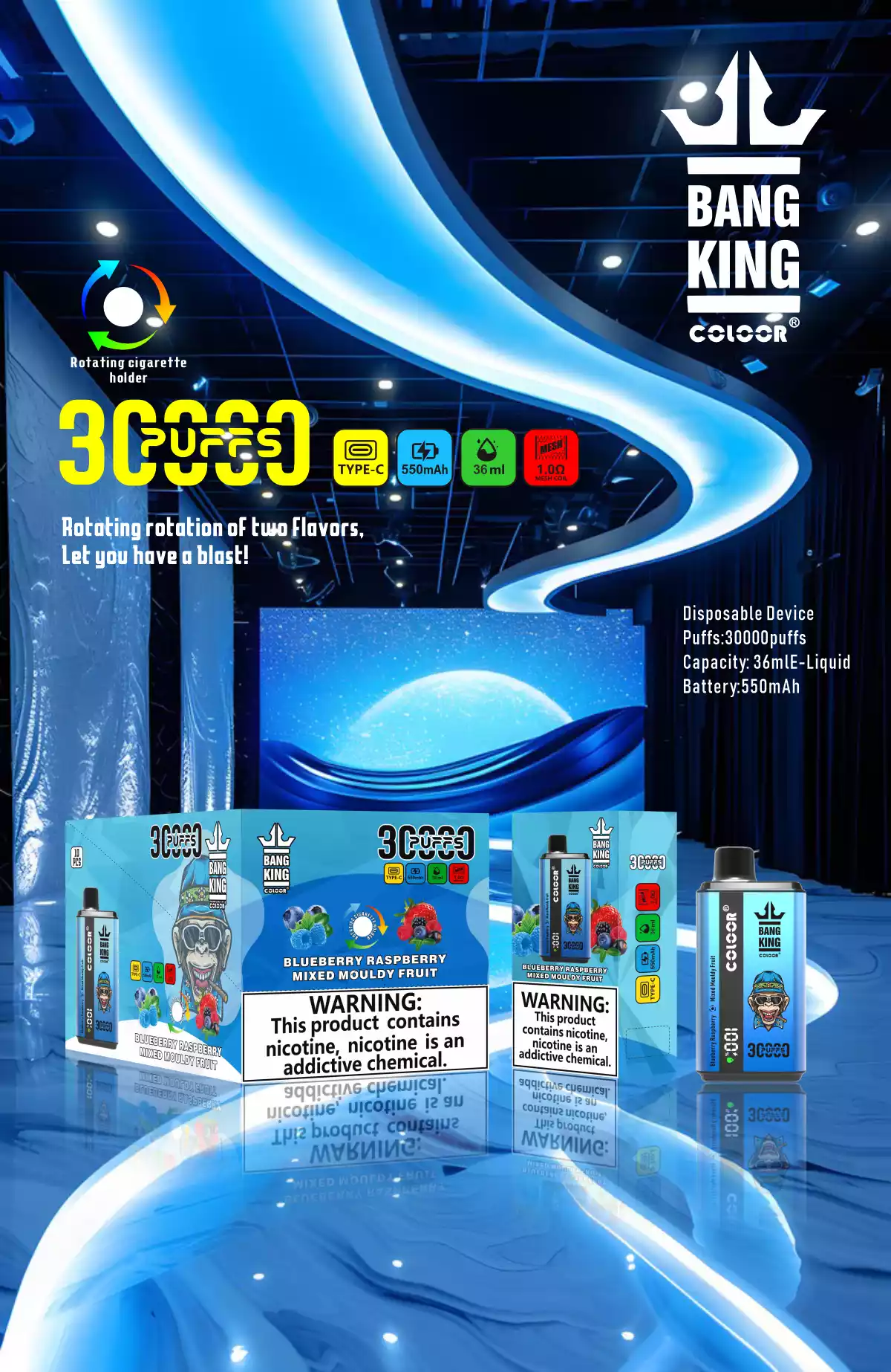 BANG King 30000 Puffs Double Taste 30000 Puffs of Premium Nicotine Free Vaping