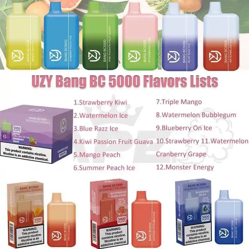 UZY Bang BC 5000 Puffs High-Quality Disposable Vape with 13ml Capacity and Multiple Nicotine Strengths