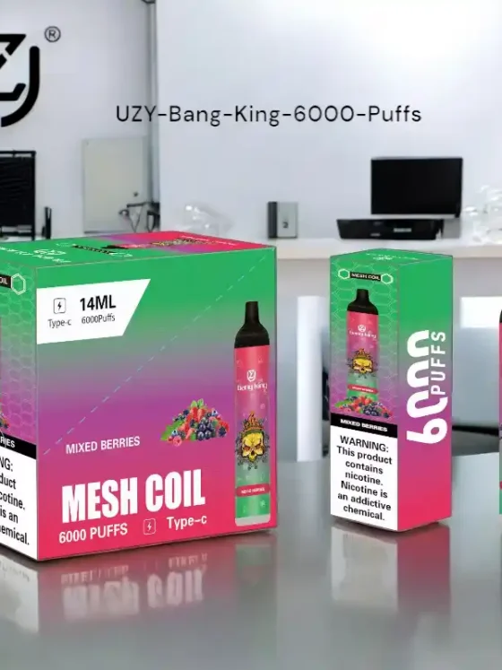 UZY Bang King 6000 Puffs Best Disposable Vape with Rechargeable Battery and 14ml Liquid Capacity