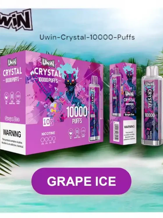 Uwin Crystal 10000 Puffs A High-Quality Disposable Vape with 18ml Capacity & 650mAh Rechargeable Battery
