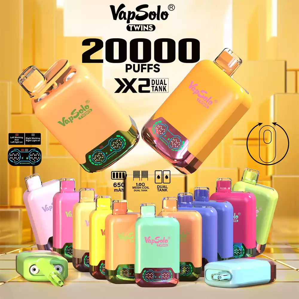 VAPSOLO Shisha 20000 Puffs Long-lasting Disposable Vape with 30ML E-Liquid Capacity and Rechargeable Battery