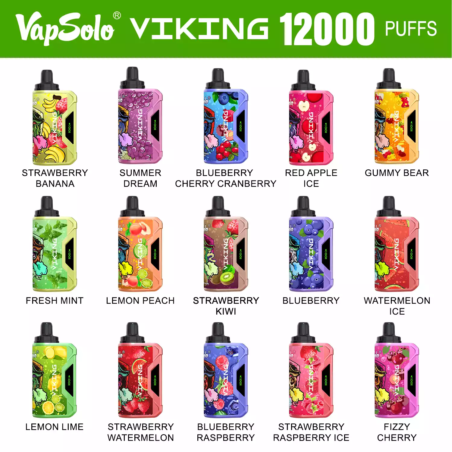 VAPSOLO Viking 12000 Puffs The Best Rechargeable Disposable Vape with 22mL Liquid Capacity