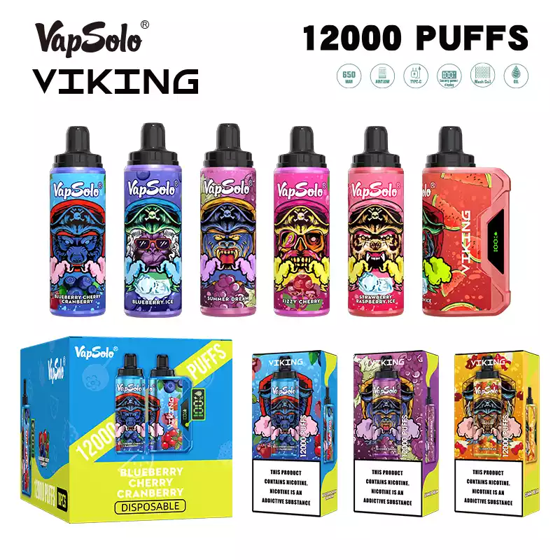 VAPSOLO Viking 12000 Puffs The Best Rechargeable Disposable Vape with 22mL Liquid Capacity