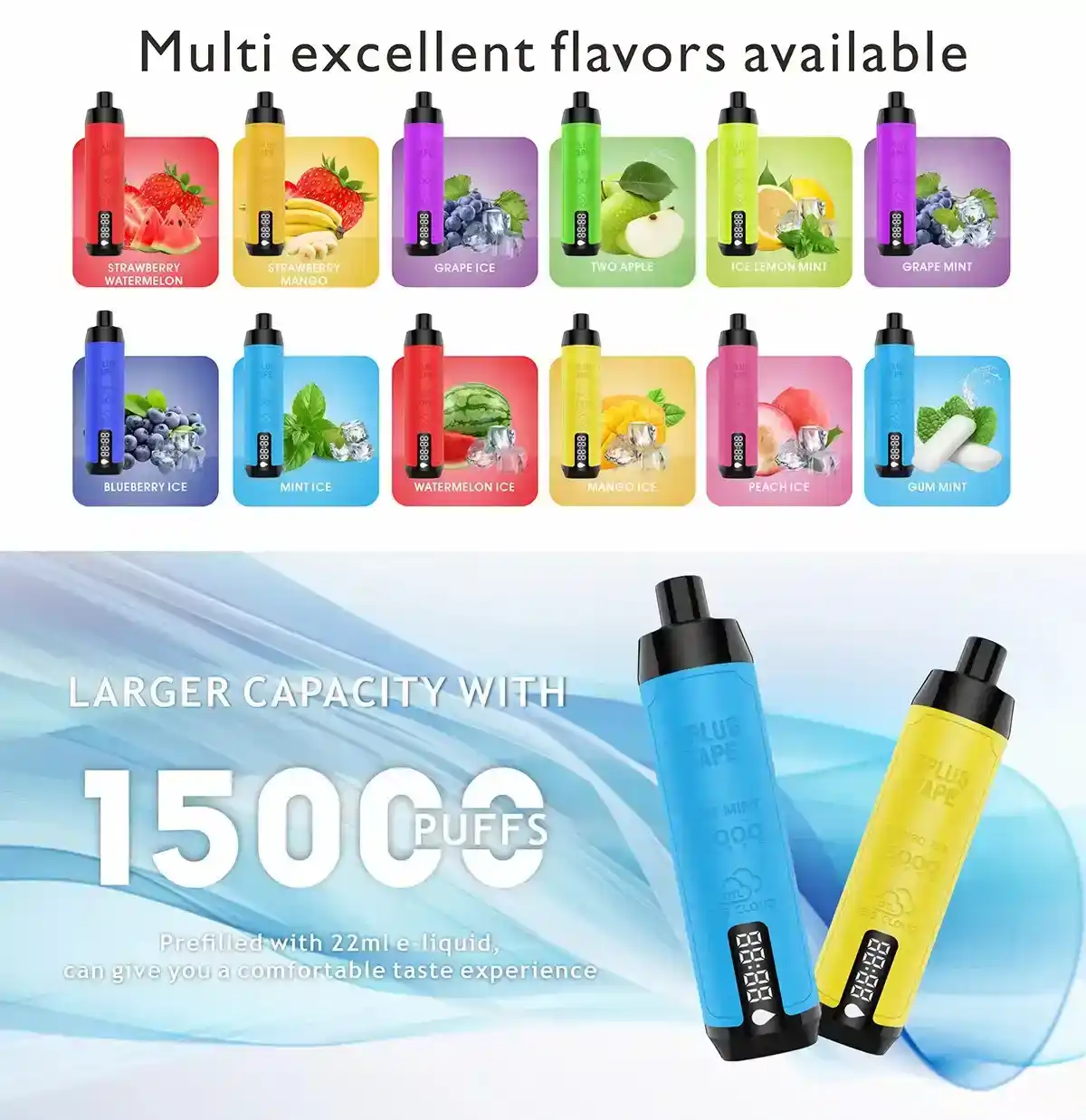 VASY EPLUS Vape Shisha 15000 Puffs Perfect for Wholesale with 12 Delicious Flavors to Choose From