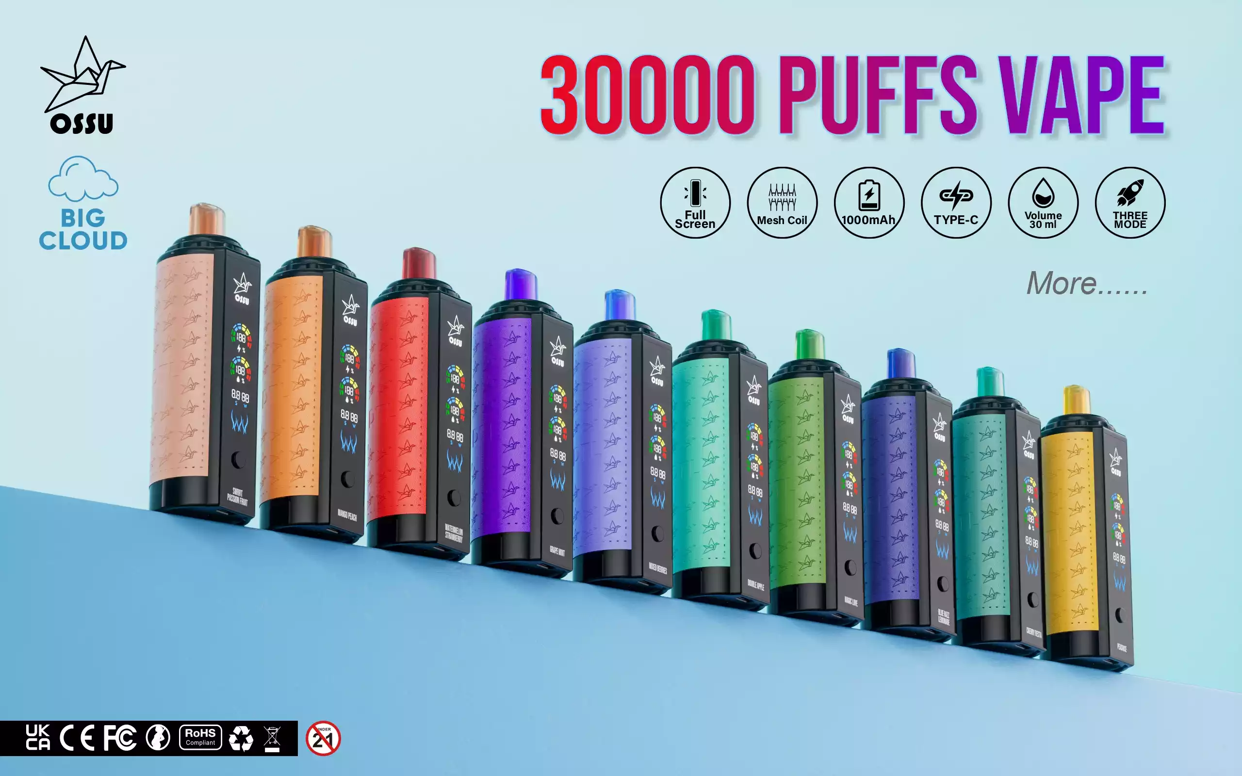 VASY OSSU 30000 Puffs Top Choice for Wholesale Disposable Vapes with 5% Nicotine Option