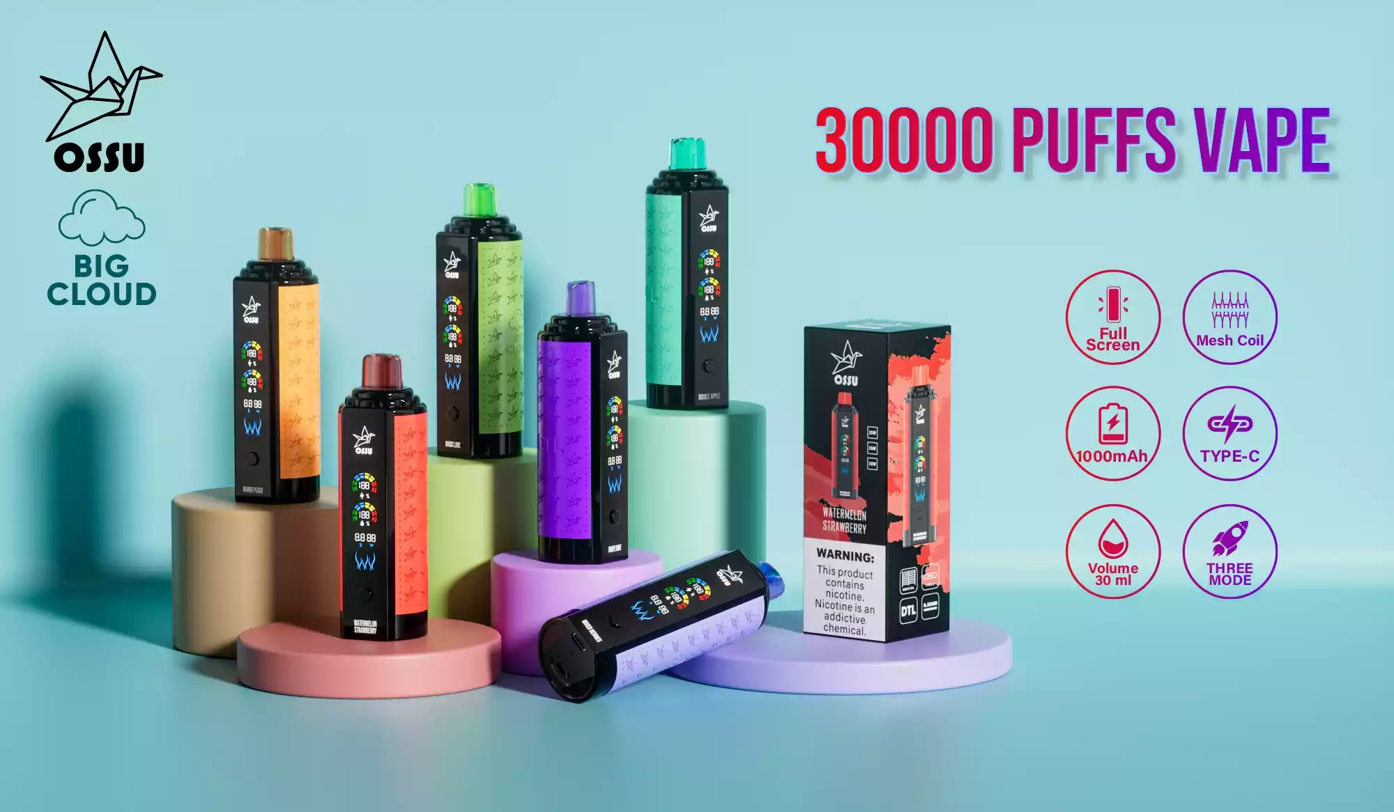 VASY OSSU 30000 Puffs Top Choice for Wholesale Disposable Vapes with 5% Nicotine Option