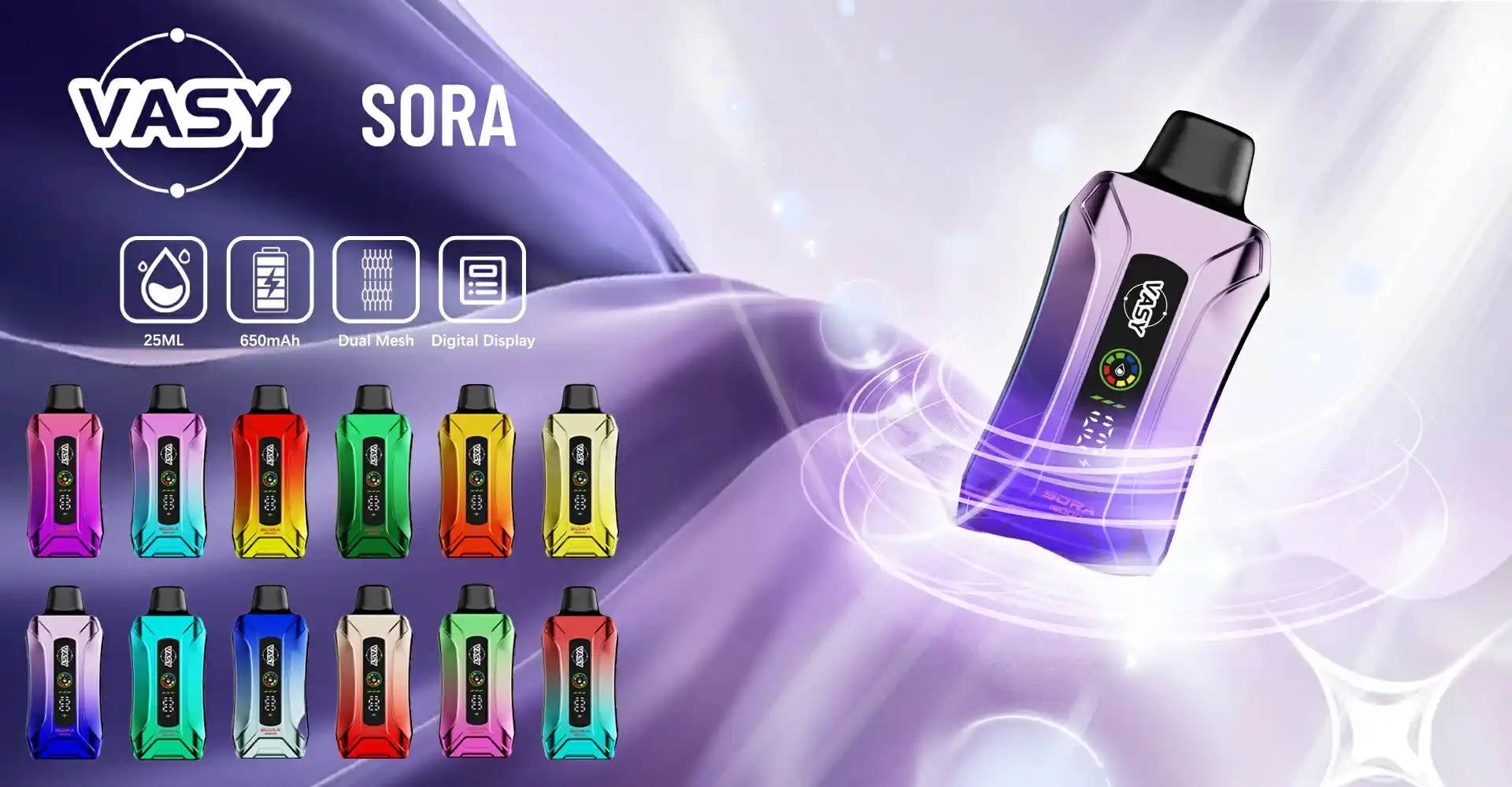 VASY SORA 18000 Puffs Rechargeable Vape with 25ml eJuice Capacity and Long-Lasting Performance