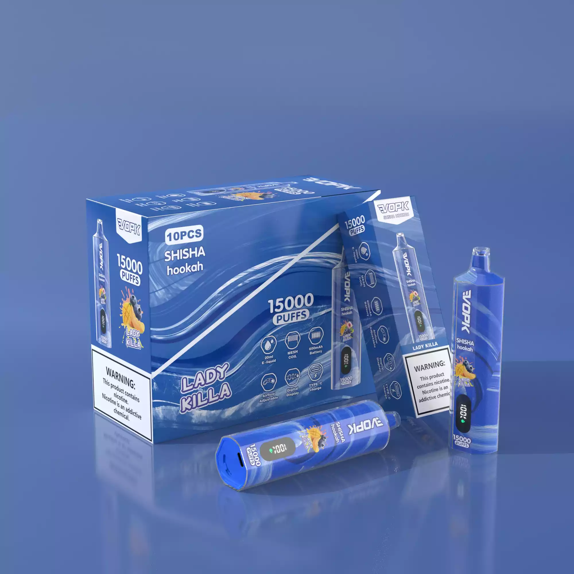 VOPK 15000 Puffs Disposable Vape with Mesh Coil and 20ML E-Liquid Capacity (1) VOPK 15000 Puffs Disposable Vape with Mesh Coil and 20ML E-Liquid Capacity (1)