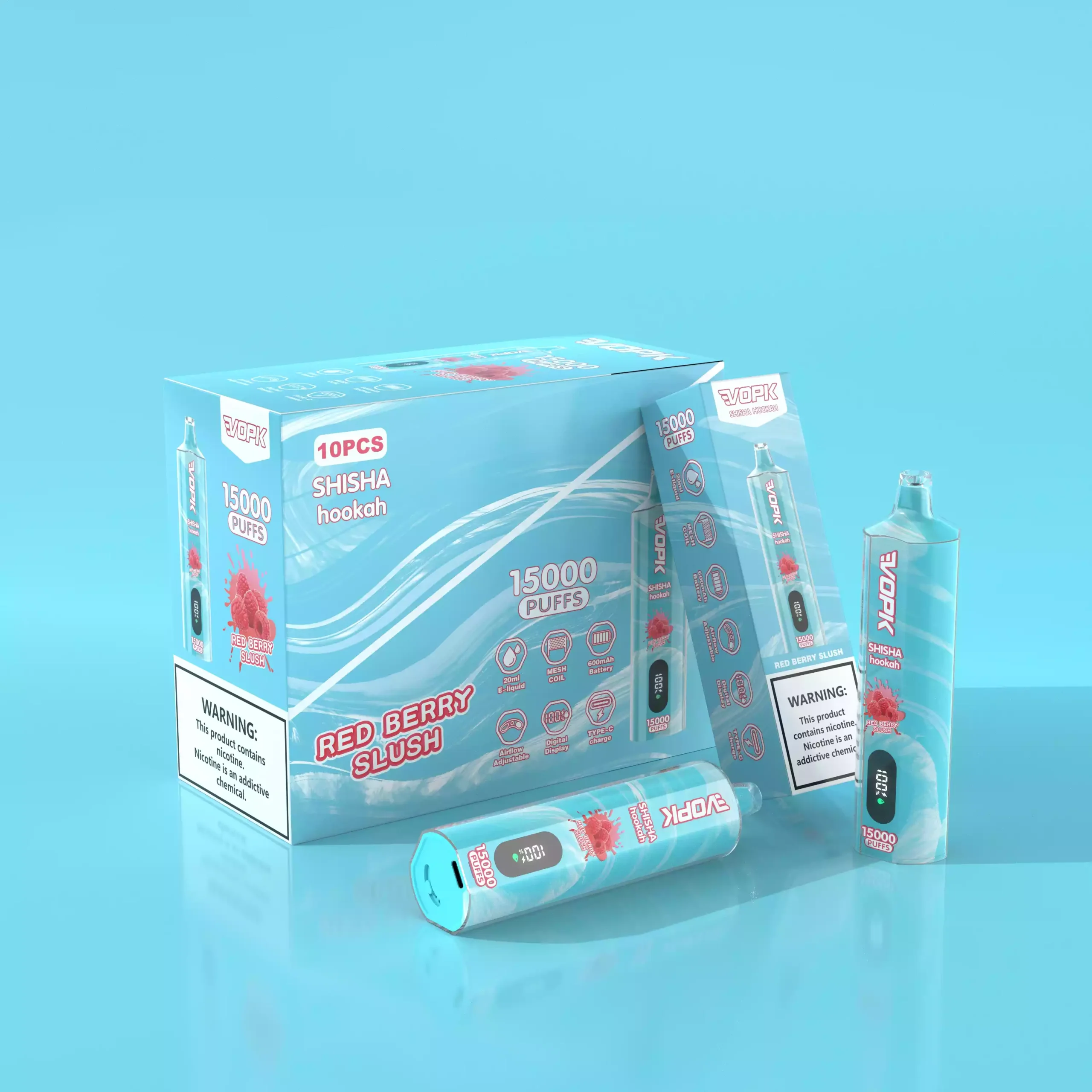 VOPK 15000 Puffs Disposable Vape with Mesh Coil and 20ML E-Liquid Capacity (10) VOPK 15000 Puffs Disposable Vape with Mesh Coil and 20ML E-Liquid Capacity (10)
