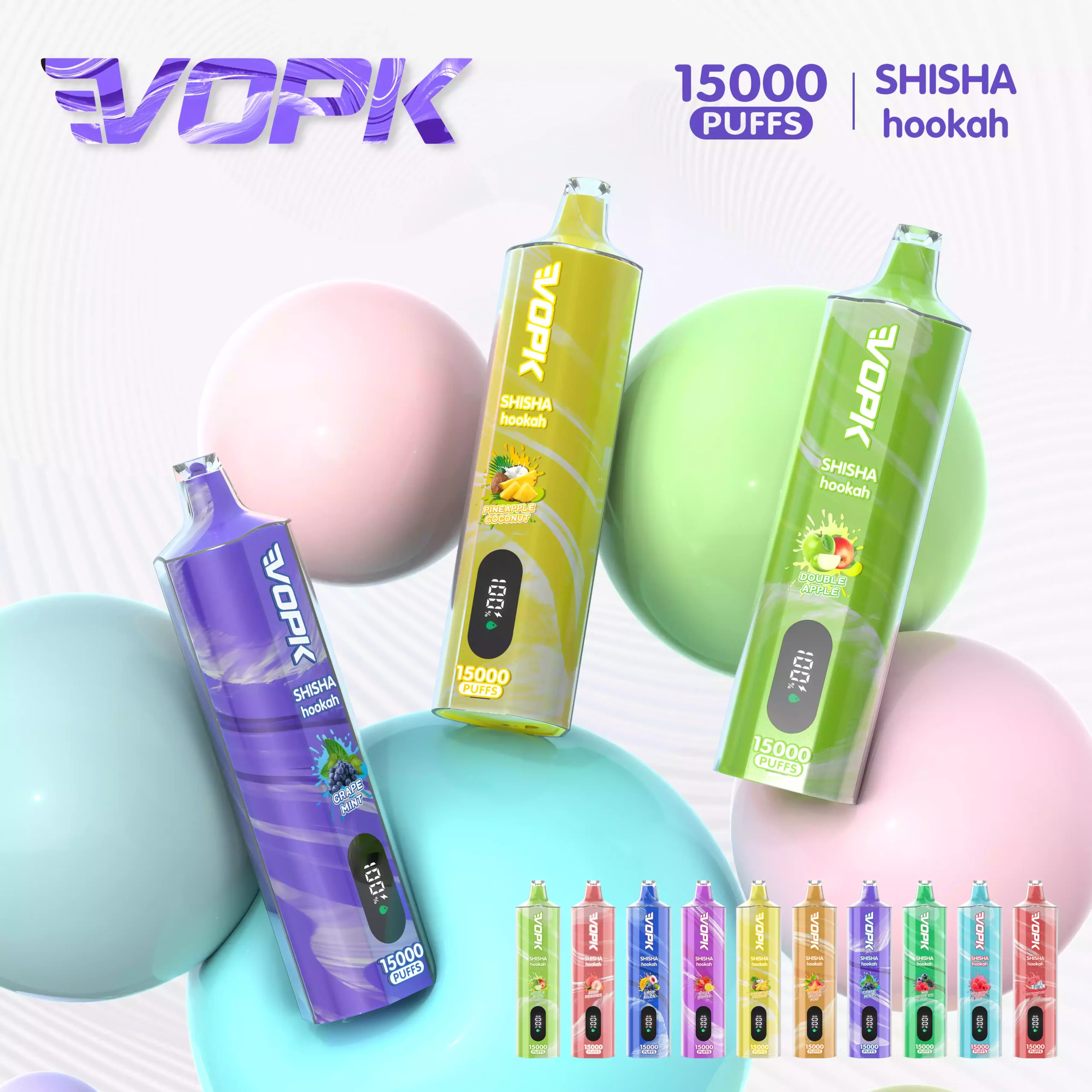 VOPK 15000 Puffs Disposable Vape with Mesh Coil and 20ML E-Liquid Capacity