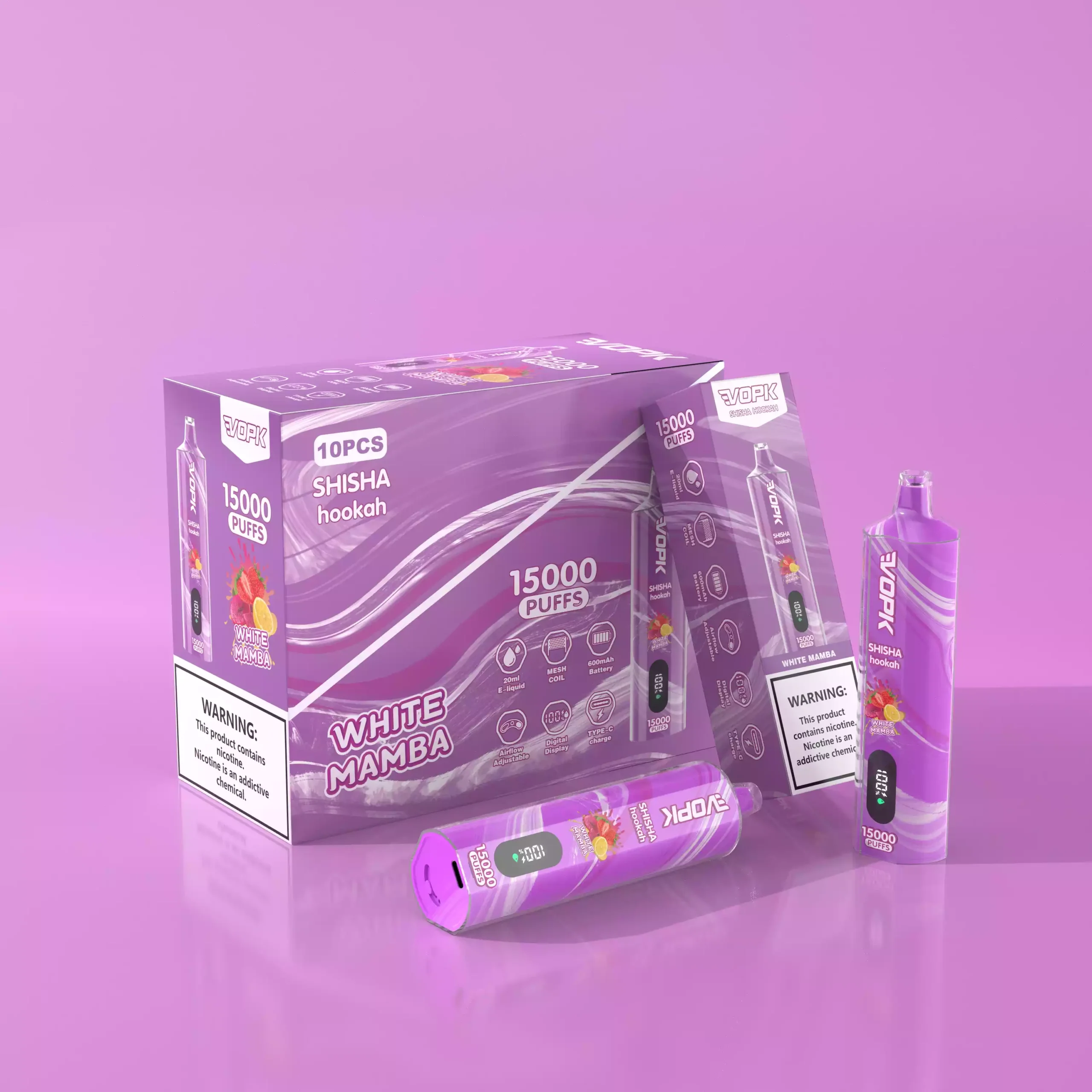 VOPK 15000 Puffs Disposable Vape with Mesh Coil and 20ML E-Liquid Capacity (3) VOPK 15000 Puffs Disposable Vape with Mesh Coil and 20ML E-Liquid Capacity (3)