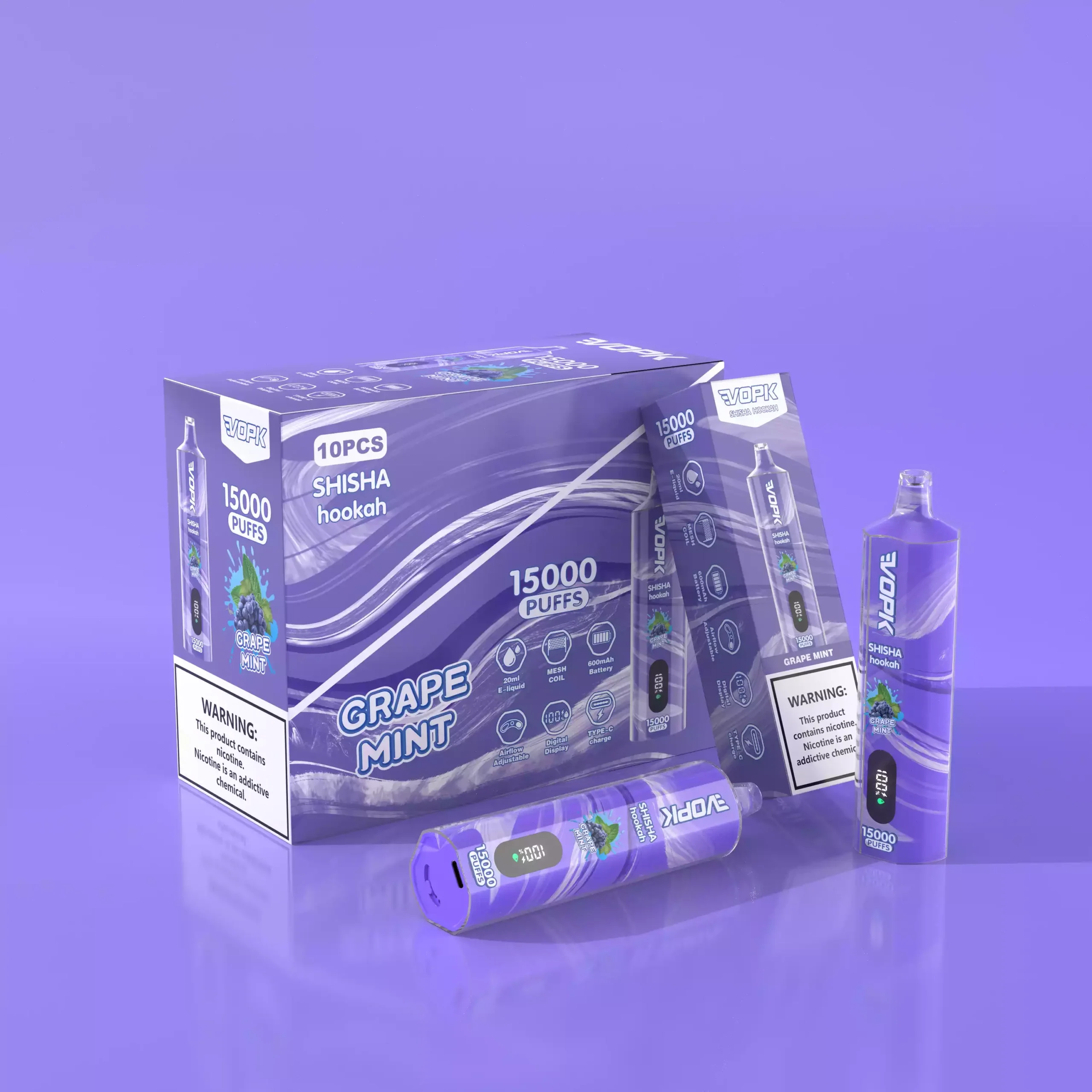 VOPK 15000 Puffs Disposable Vape with Mesh Coil and 20ML E-Liquid Capacity (6) VOPK 15000 Puffs Disposable Vape with Mesh Coil and 20ML E-Liquid Capacity (6)