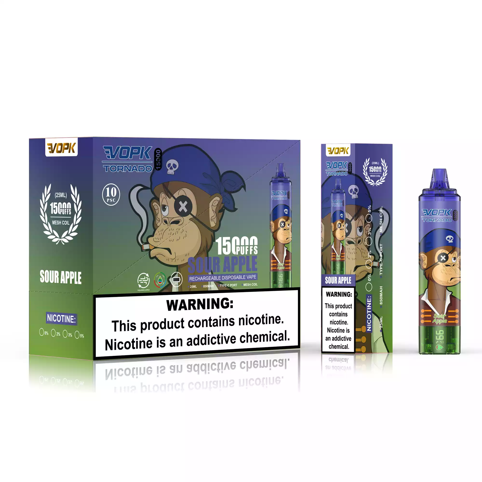 VOPK TORNADO 15000 Puffs Disposable Vape with 25ML Capacity and 850mAh Battery (3) VOPK TORNADO 15000 Puffs Disposable Vape with 25ML Capacity and 850mAh Battery (3)