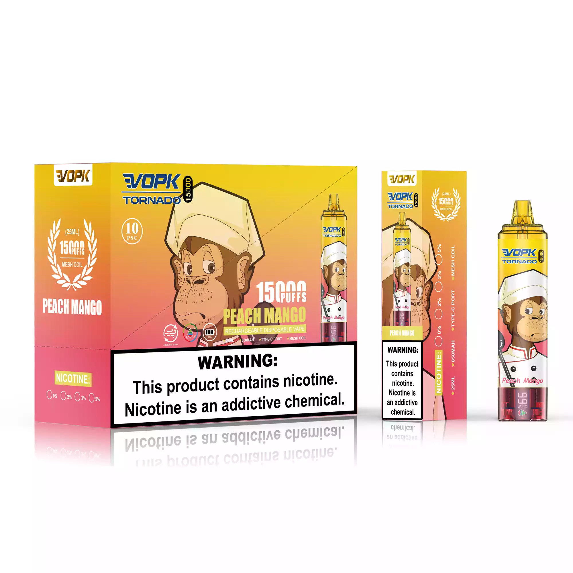 VOPK TORNADO 15000 Puffs Disposable Vape with 25ML Capacity and 850mAh Battery (8) VOPK TORNADO 15000 Puffs Disposable Vape with 25ML Capacity and 850mAh Battery (8)