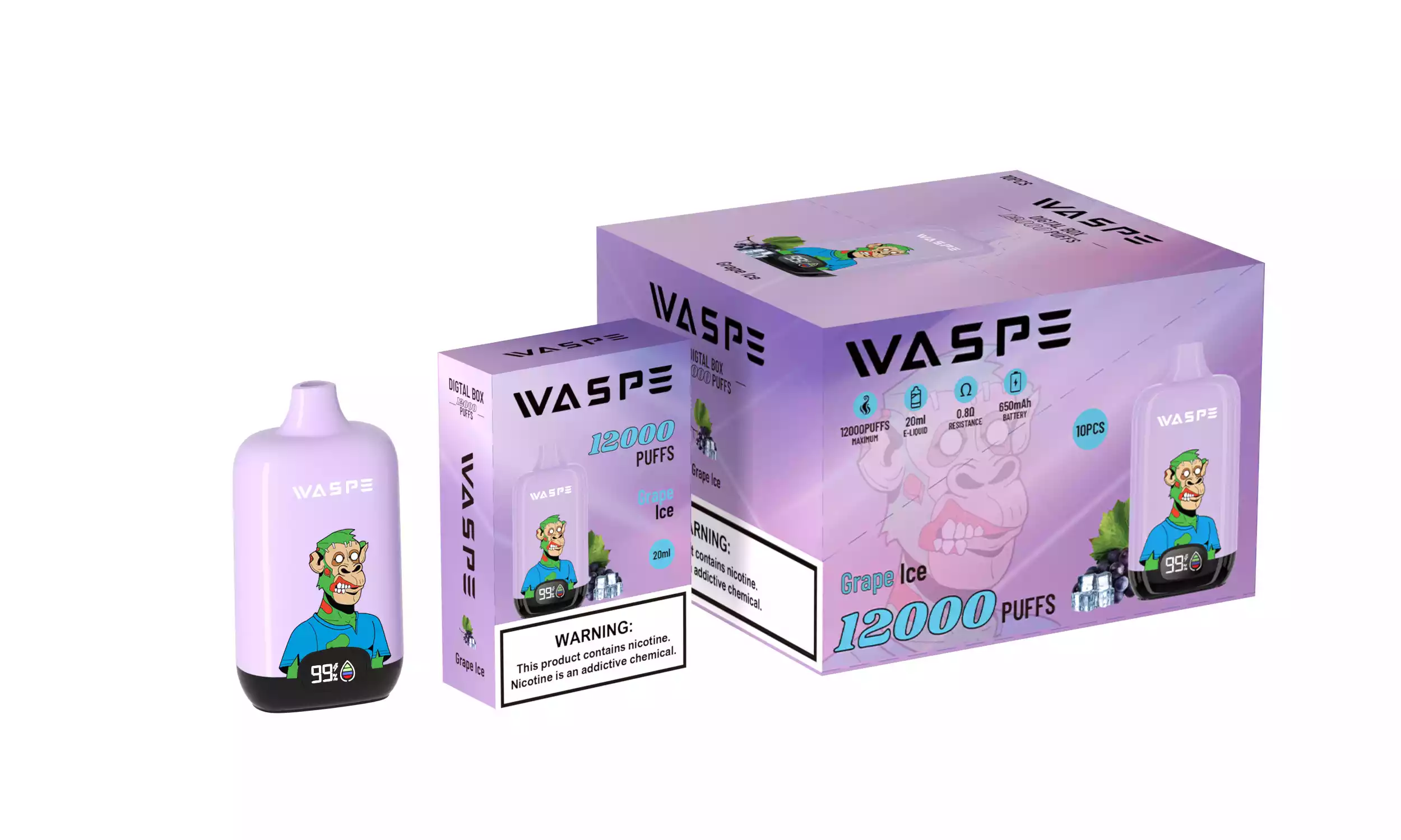 WASPE 12000 PUFFS Digital Box Premium Disposable Vape with 0-5% Nicotine (13) WASPE 12000 PUFFS Digital Box Premium Disposable Vape with 0-5% Nicotine (13)