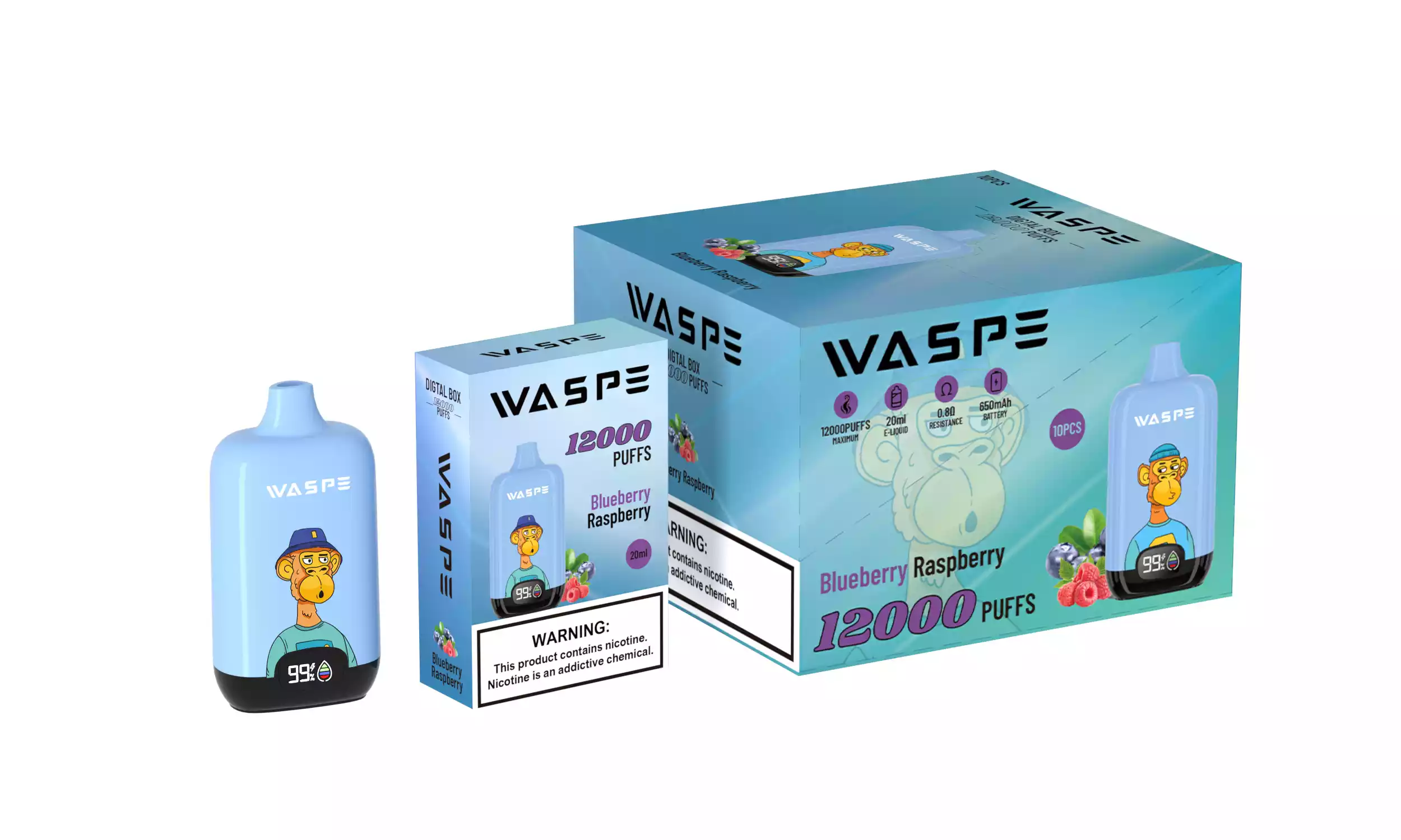 WASPE 12000 PUFFS Digital Box Premium Disposable Vape with 0-5% Nicotine (15) WASPE 12000 PUFFS Digital Box Premium Disposable Vape with 0-5% Nicotine (15)