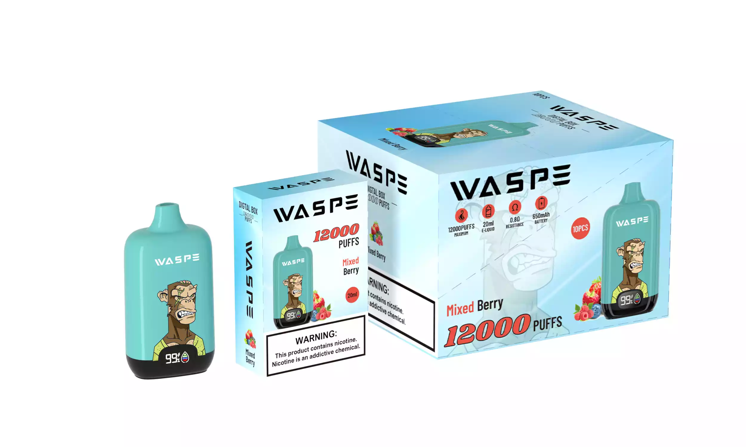 WASPE 12000 PUFFS Digital Box Premium Disposable Vape with 0-5% Nicotine (16) WASPE 12000 PUFFS Digital Box Premium Disposable Vape with 0-5% Nicotine (16)