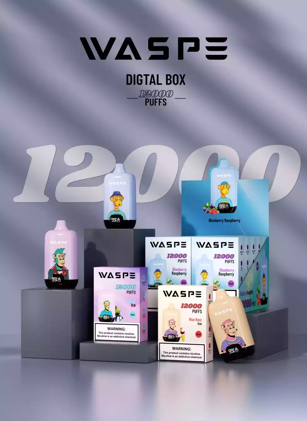 WASPE 12000 PUFFS Digital Box Premium Disposable Vape with 0-5% Nicotine (3) WASPE 12000 PUFFS Digital Box Premium Disposable Vape with 0-5% Nicotine (3)