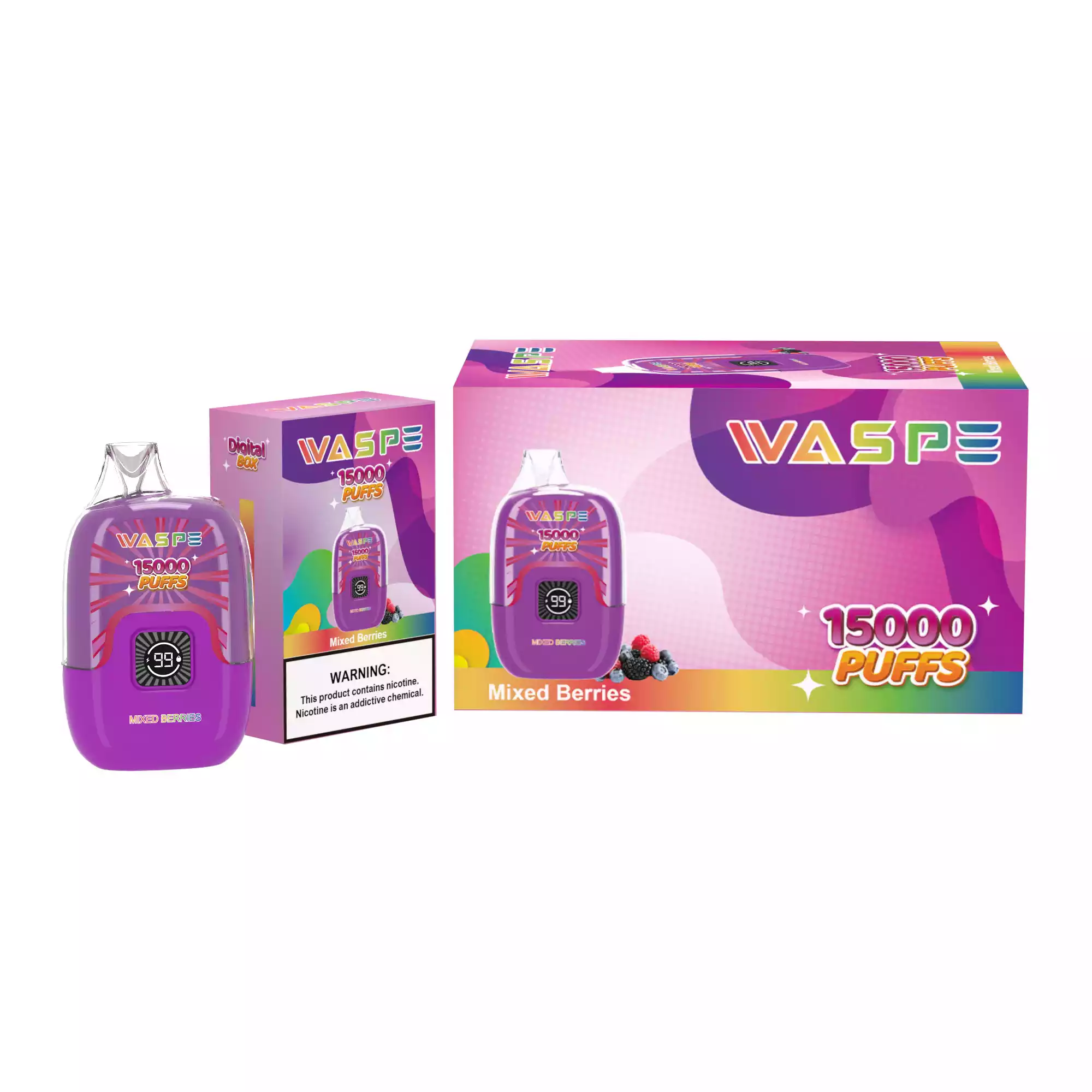 WASPE 15000 PUFFS Digital Box Disposable Vape with 22ml Capacity and Rechargeable Battery (10) WASPE 15000 PUFFS Digital Box Disposable Vape with 22ml Capacity and Rechargeable Battery (10)