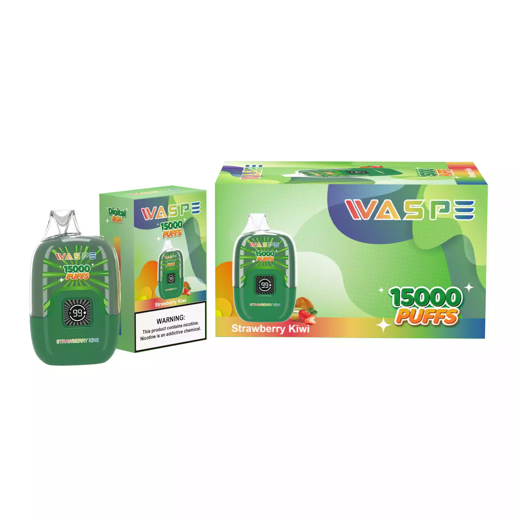 WASPE 15000 PUFFS Digital Box Disposable Vape with 22ml Capacity and Rechargeable Battery (12) WASPE 15000 PUFFS Digital Box Disposable Vape with 22ml Capacity and Rechargeable Battery (12)