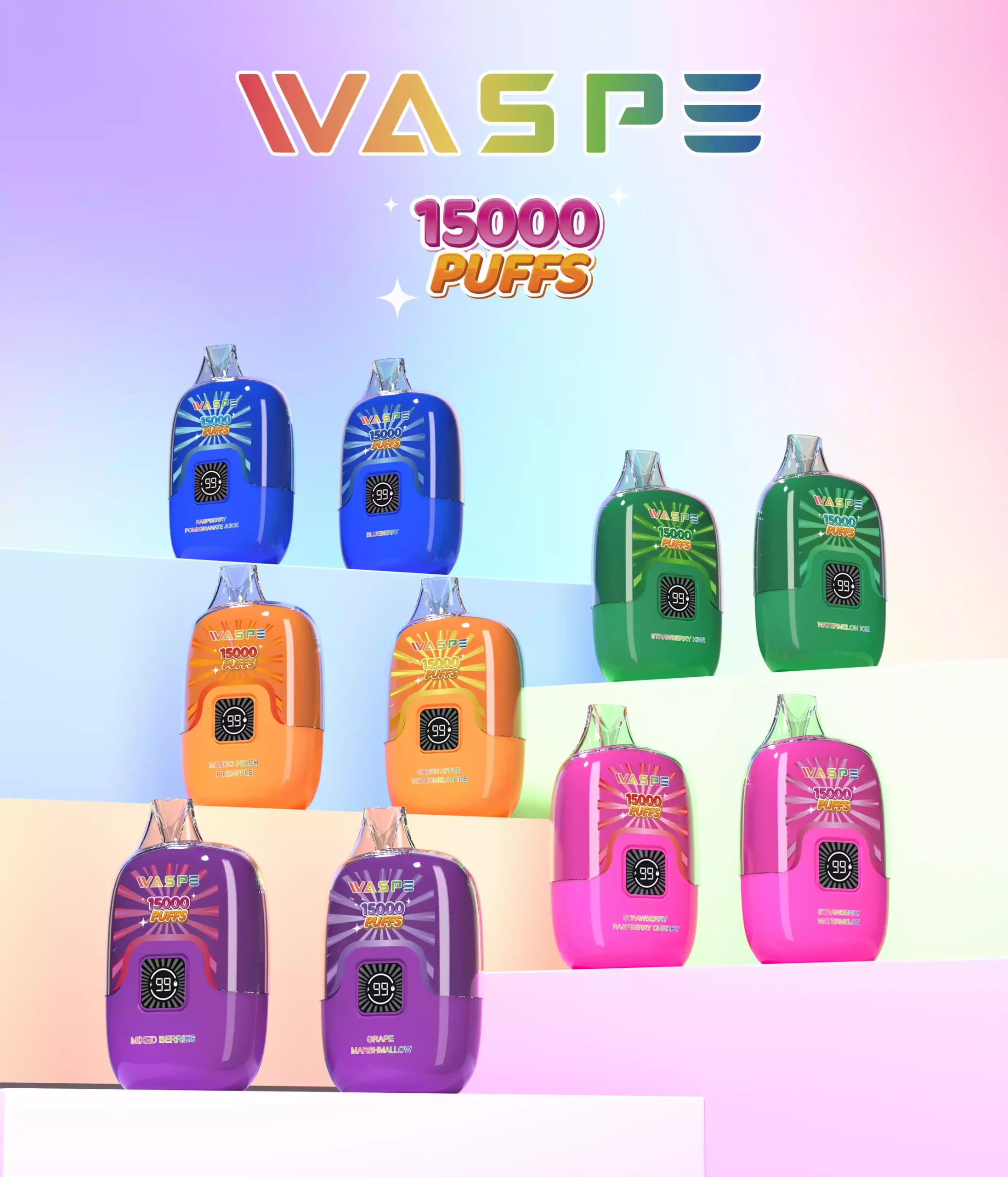 WASPE 15000 PUFFS Digital Box Disposable Vape with 22ml Capacity and Rechargeable Battery (2) WASPE 15000 PUFFS Digital Box Disposable Vape with 22ml Capacity and Rechargeable Battery (2)