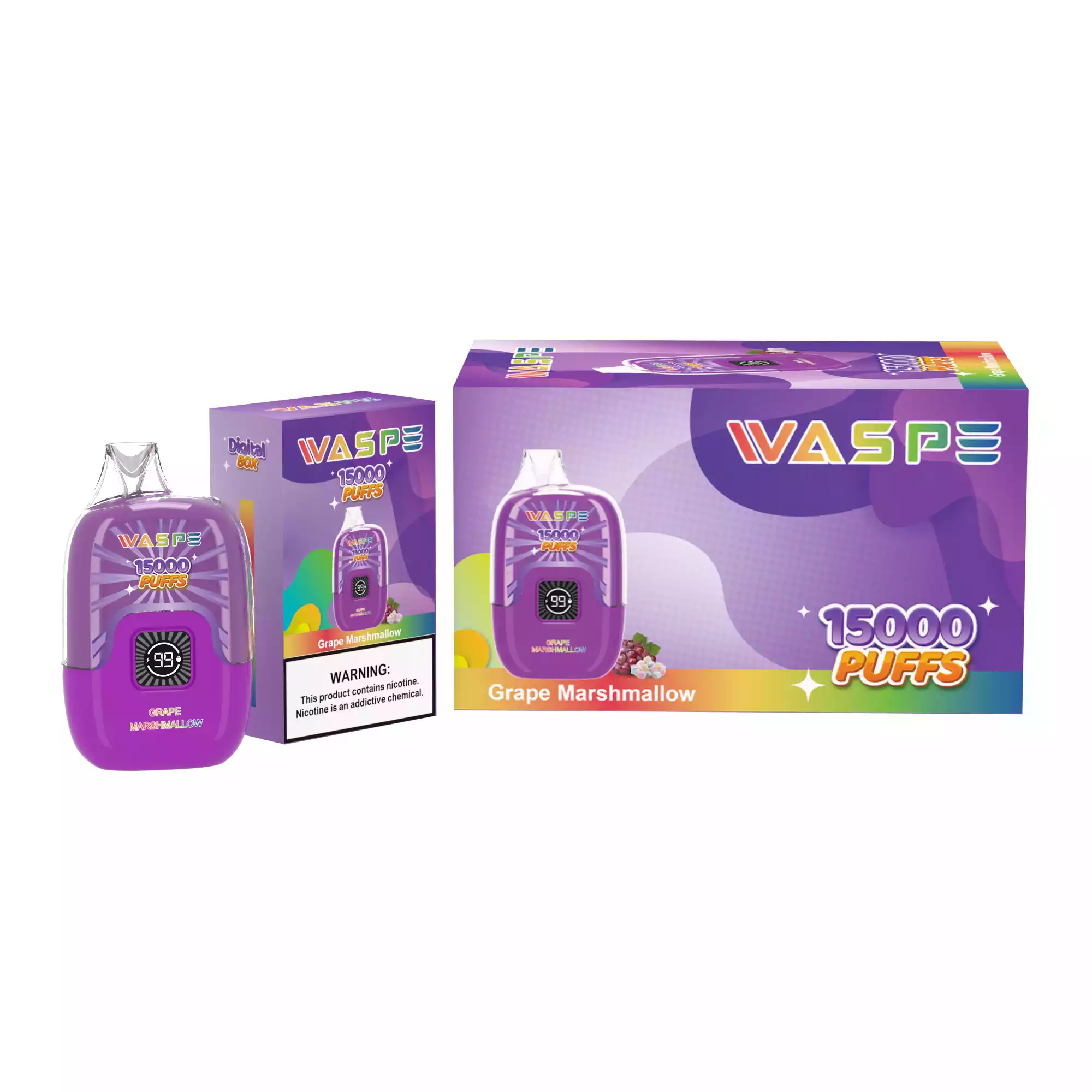 WASPE 15000 PUFFS Digital Box Disposable Vape with 22ml Capacity and Rechargeable Battery (6) WASPE 15000 PUFFS Digital Box Disposable Vape with 22ml Capacity and Rechargeable Battery (6)
