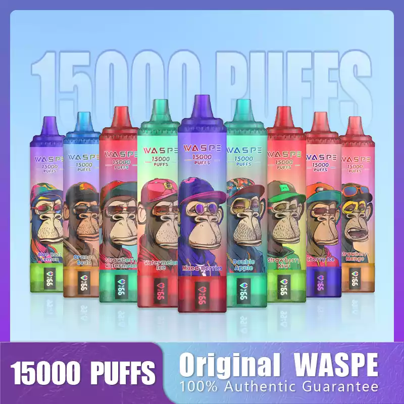 WASPE 15000 PUFF Sv Disposable Vape with LCD Display Rechargeable Battery and 12 Flavors