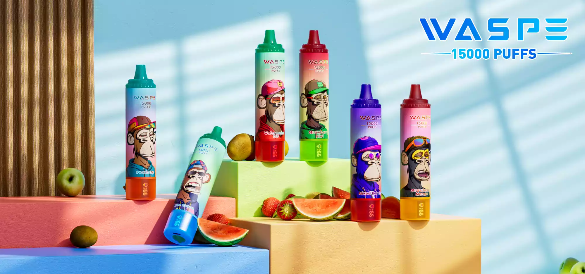 WASPE 15000 PUFF Sv Disposable Vape with LCD Display Rechargeable Battery and 12 Flavors