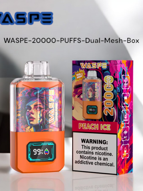 WASPE 20000 PUFFS Disposable Vape with 12 Flavor Options Dual Mesh Coils and 24ml E-Liquid Capacity