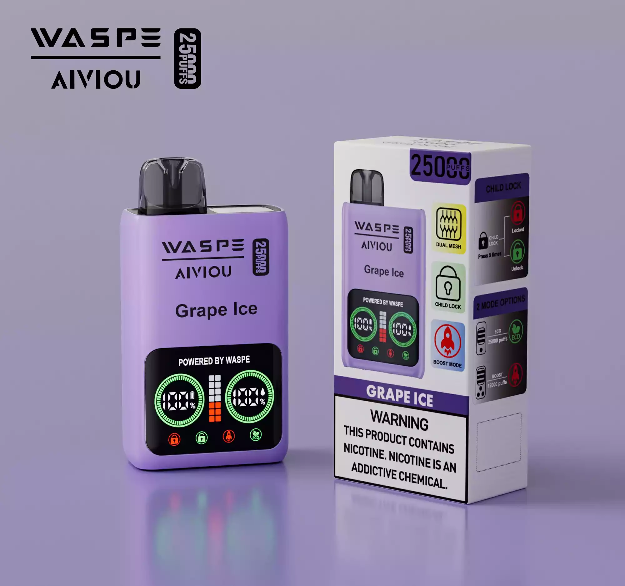 WASPE 25000 PUFFS Dual Mesh Box Disposable Vape with 25ml Capacity and 650mAh Battery (24) WASPE 25000 PUFFS Dual Mesh Box Disposable Vape with 25ml Capacity and 650mAh Battery (24)