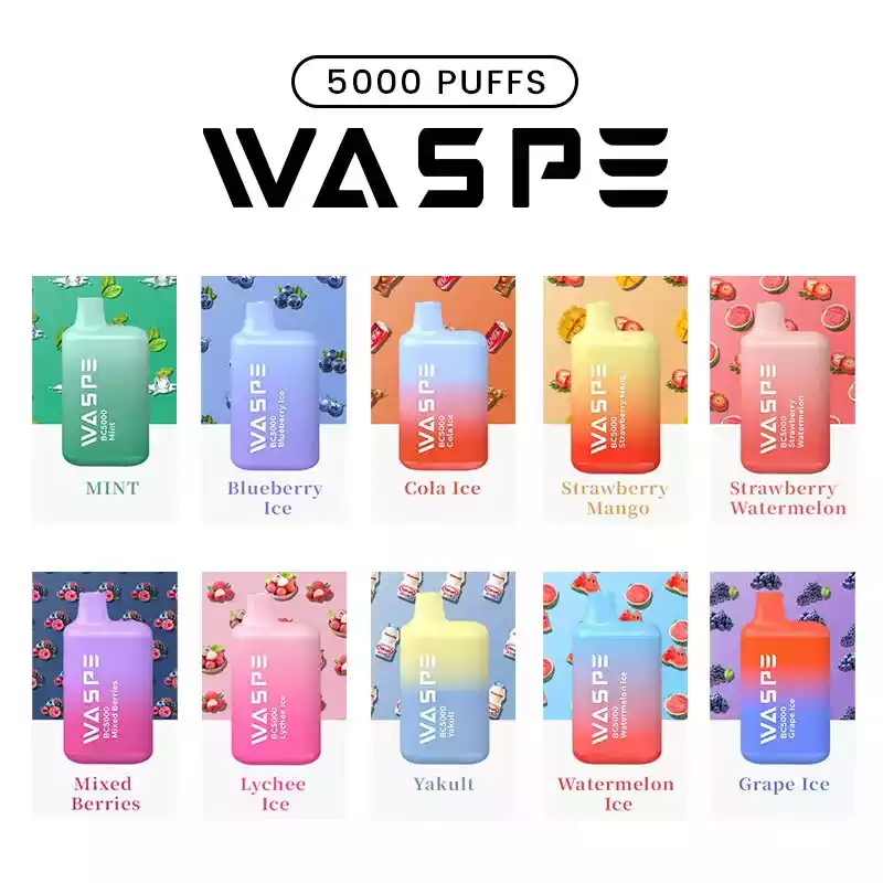WASPE 5000 Puffs 13ml Capacity 5 Nicotine Strengths and 10 Delicious Flavors in One Disposable Vape (5) WASPE 5000 Puffs 13ml Capacity 5 Nicotine Strengths and 10 Delicious Flavors in One Disposable Vape (5)