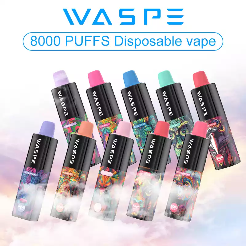 WASPE 8000 Puffs Rechargeable 650mAh Disposable Vape with Mesh Coil and 16ml Capacity