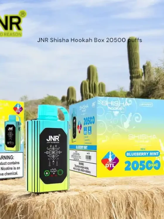 JNR Shisha Hookah Box 20500 Puffs – Dual Mesh Coil, HD Display, and Smart Boost Mode Disposable Vape