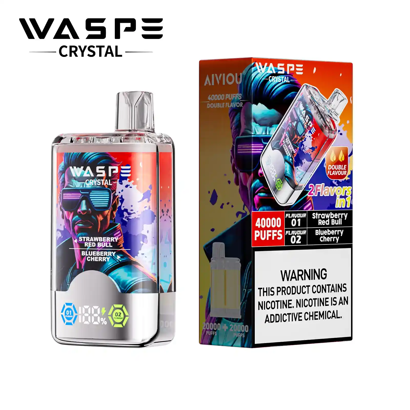 WASPE Crystal 40000 Puffs Disposable Vape Double Flavor, Long-Lasting Performance (10) WASPE Crystal 40000 Puffs Disposable Vape Double Flavor, Long-Lasting Performance (10)