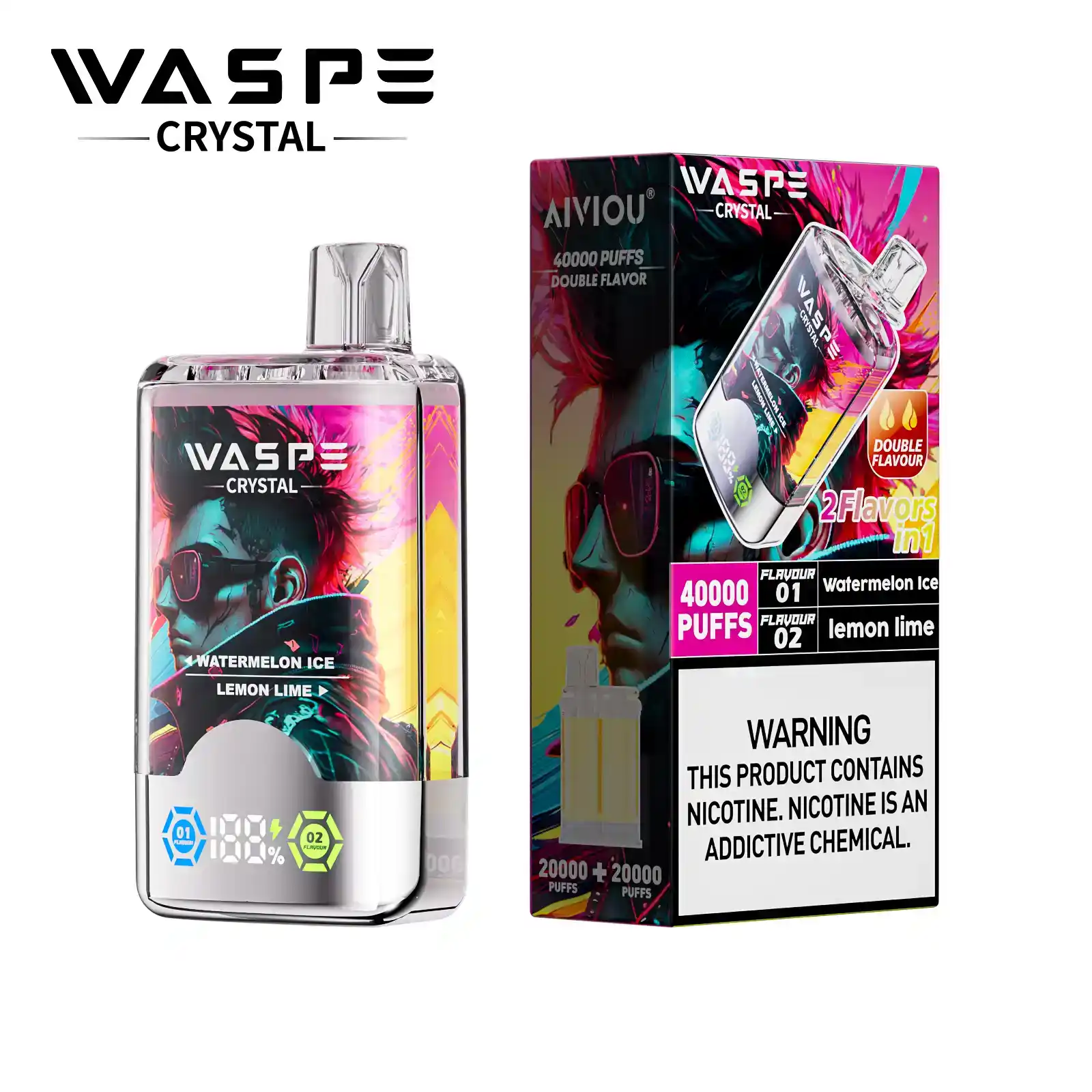 WASPE Crystal 40000 Puffs Disposable Vape Double Flavor, Long-Lasting Performance (12) WASPE Crystal 40000 Puffs Disposable Vape Double Flavor, Long-Lasting Performance (12)