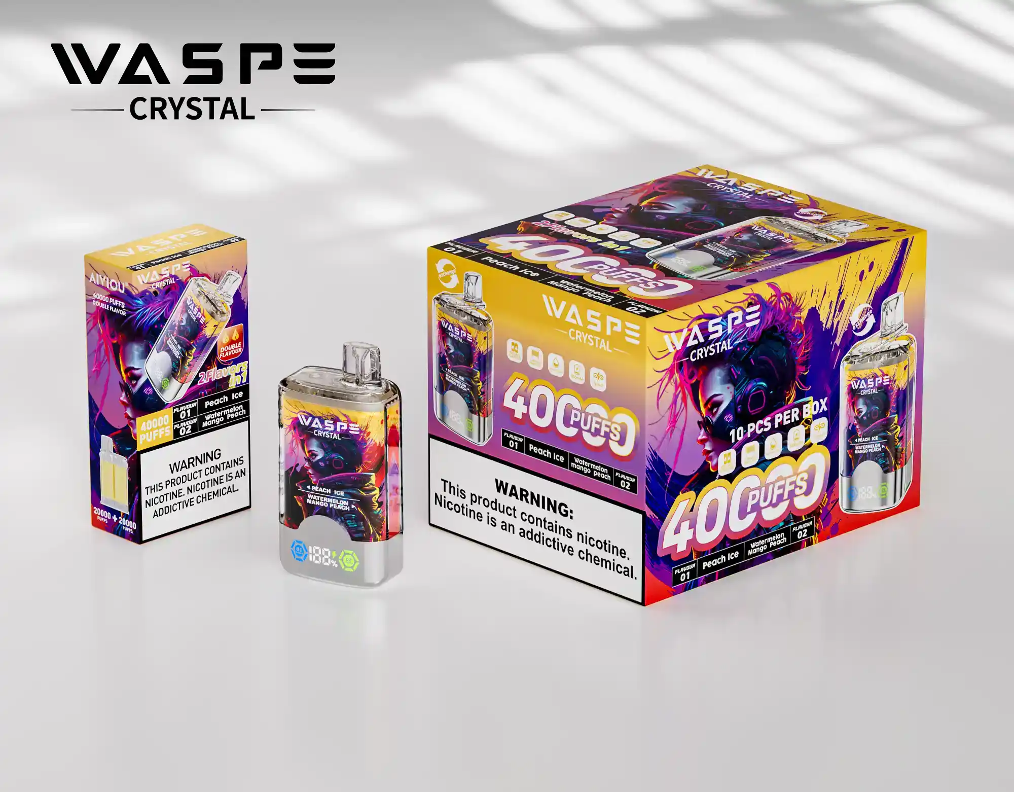WASPE Crystal 40000 Puffs Disposable Vape Double Flavor, Long-Lasting Performance (20) WASPE Crystal 40000 Puffs Disposable Vape Double Flavor, Long-Lasting Performance (20)